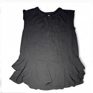 Sheer Chiffon Black Ruffled Sleeveless Blouse